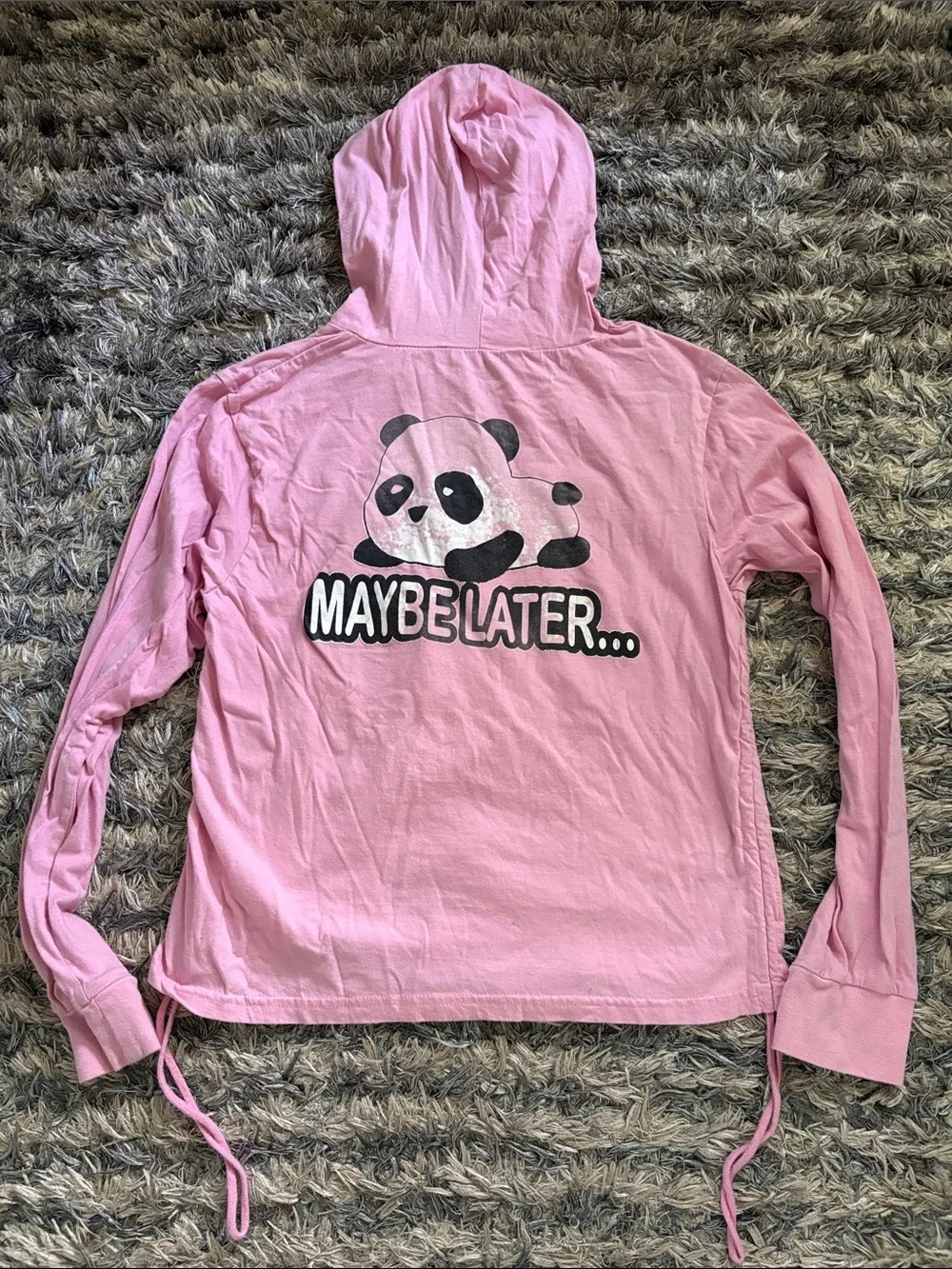 On Fire Pink Cotton Hoodie with Panda Attitude Graphic Youth XL